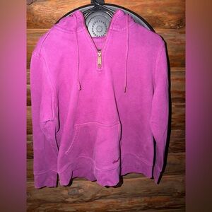 Women’s Pink Hooded Quarter-Zip Pullover Sweatshirt Size XL (16/18) Read